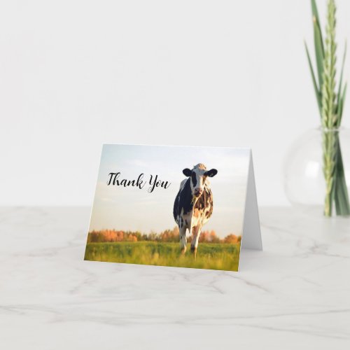 Small Custom Holstein Cow Thank You Note