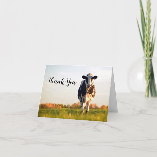 Small Custom Holstein Cow Thank You Note (Front)