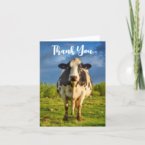 Small Custom Holstein Cow Thank You Note Card