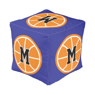 Small custom kid's pouf for basketball sports fan