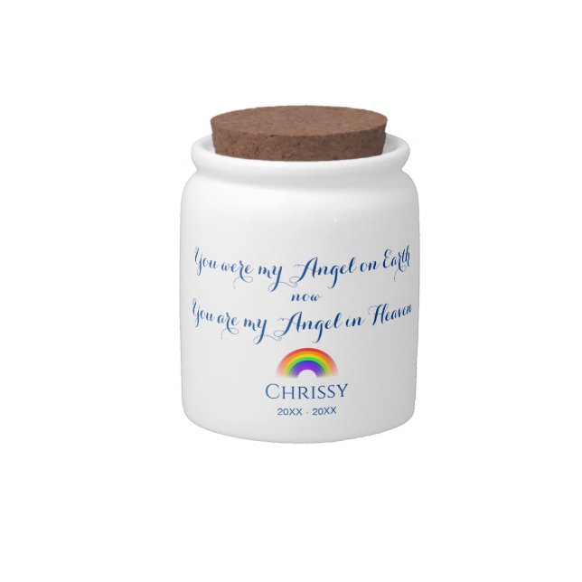 Small Custom Memorial Jar as Pet Urn / Keepsake (Front)