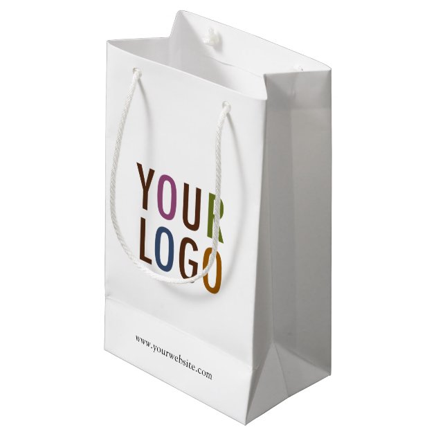 Small Custom Paper Shopping Bag with Company Logo | Zazzle