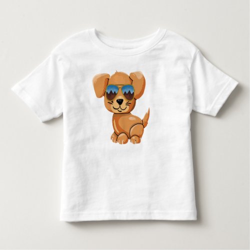 Small cute dog with sunglasses toddler t_shirt