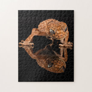 Small Cute Lizard Reptile with Reflection Jigsaw Puzzle
