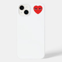 Small Cute Red Heart with Eyes on white