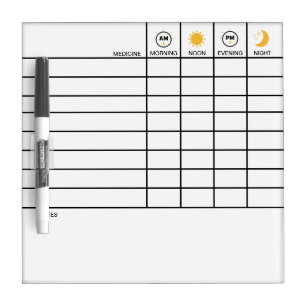 Small Daily Medicine Tracker Take Meds Reminder Dry Erase Board