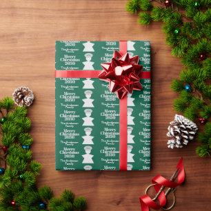 Small Dark Green Angel Minimalist Merry Christmas Wrapping Paper
