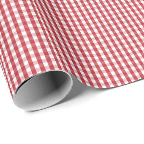 Small Dark Red and White Gingham Wrapping Paper