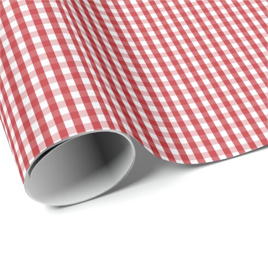 dark red and white gingham wrapping paper