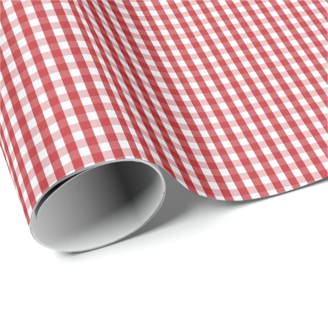 Small Dark Red and White Gingham Wrapping Paper (Roll Corner)