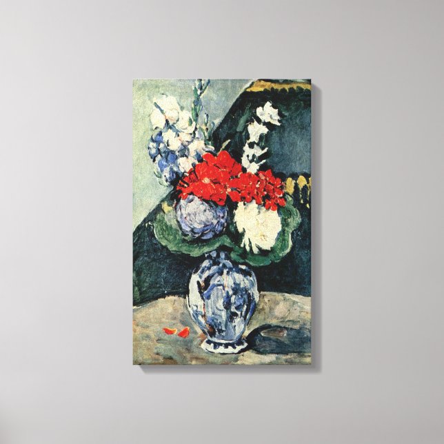 Small Delft Vase With Flowers by Paul Cezanne Canvas Print (Front)
