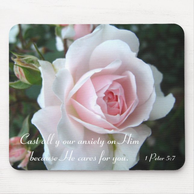Small delicate pink rose mouse pad (Front)