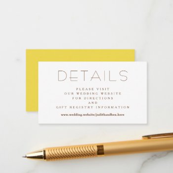 Small Details Wedding Website Enclosure Card by sandpiperWedding at Zazzle