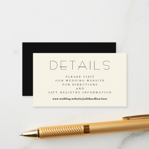 Small Details Wedding Website Enclosure Card