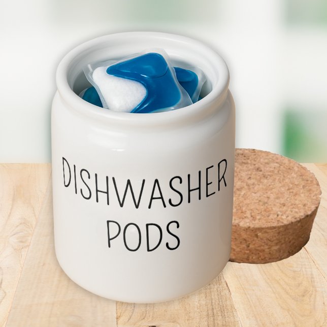 Small Dishwasher Pods Ceramic Jar (Fits 6-10u) (Small Dishwasher Pods or Tablets White Ceramic Jar (Fits 6-10 units)
)
