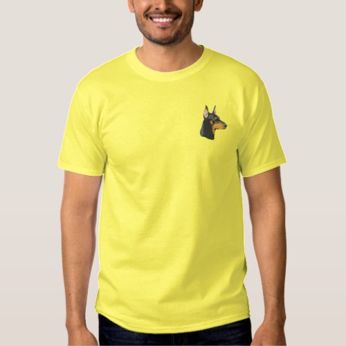 Small Doberman Head Embroidered T_Shirt