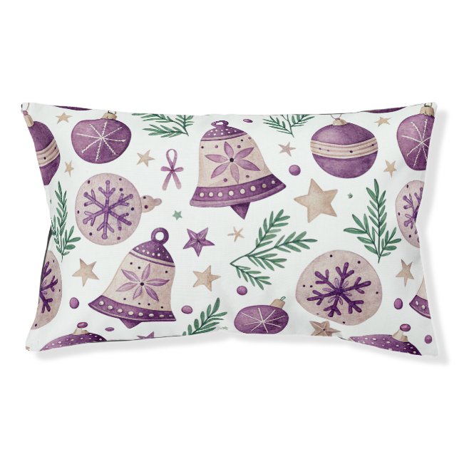 "Small Dog Bed – Violet Christmas Pattern" (Front)