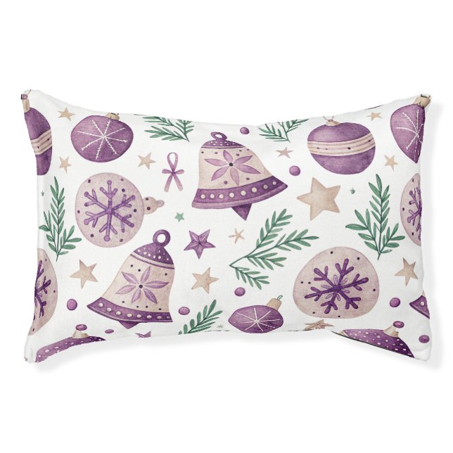 Small Dog Bed – Violet Christmas Pattern (Front)
