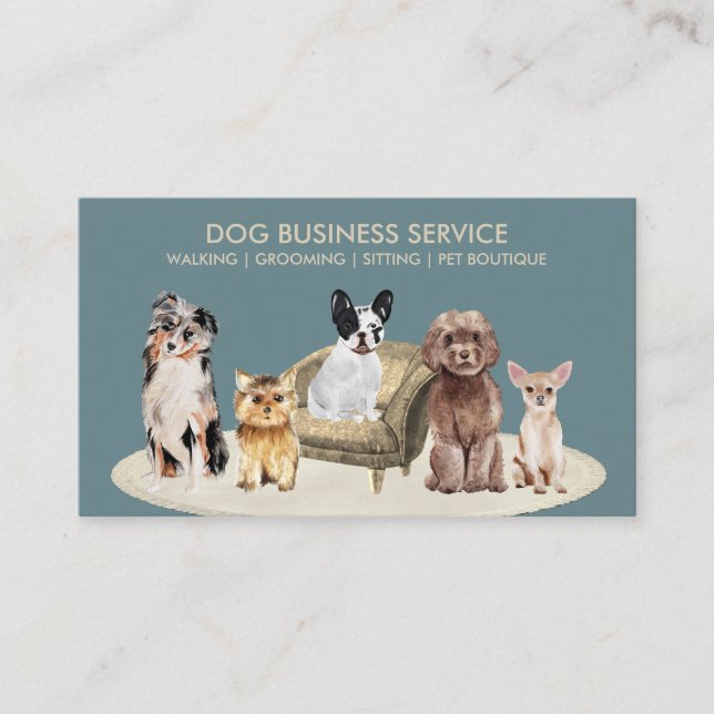Small Dog Daycare Lounge Business Card (Front)