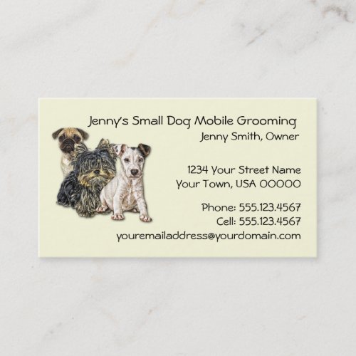 Small Dog Mobile Grooming 2012 Calendar Business C Business Card Templates