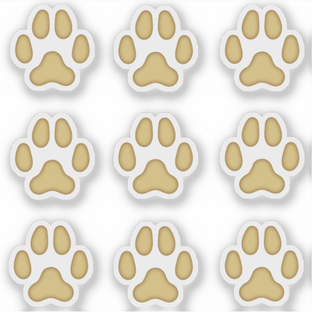 Small Dog Paw Prints Tan Animal Tracks Sticker (Front)