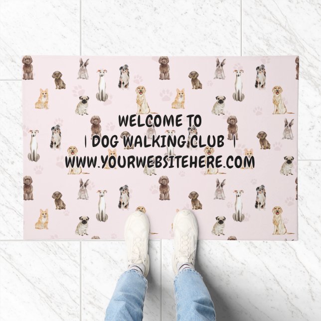 Small DogPuppy watercolor dogs WELCOME Doormat (Indoor)