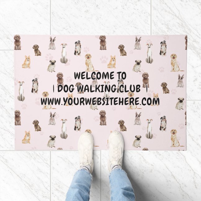 Small DogPuppy watercolor dogs WELCOME Doormat
