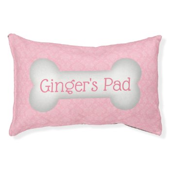 Small Dog's Name In Pink Damask Pet Bed by PAWSitivelyPETs at Zazzle