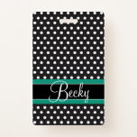 Small Dots Luggage Tag Badge<br><div class="desc">Classic design white dots on a black background. Badges hold up well on luggage. They don't crack or break easily. Add your name, initials, etc. for personalization. You may be contacted to verify your company or organization. If you are ordering an item for personal use, follow the instructions in option...</div>