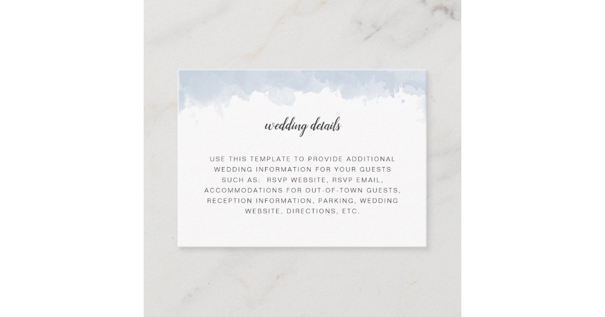 Small Dusty Blue Wedding Information Details Card Zazzle Com