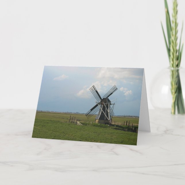 Small Dutch Windmill in Landscape Note Card (Front)
