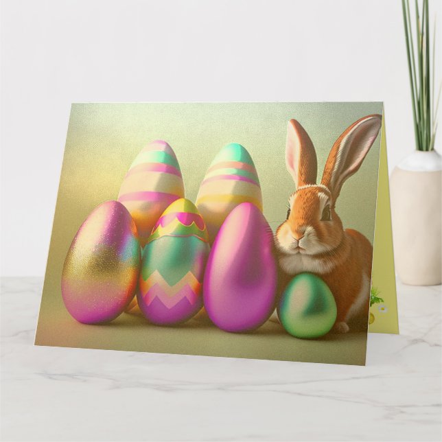 Small Easter Bunny and Eggs Collection Card (Front)