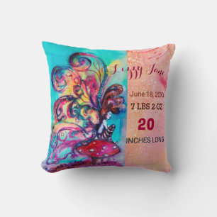SMALL ELF MUSHROOMS,GIRL BABY SHOWER Baby Status Throw Pillow