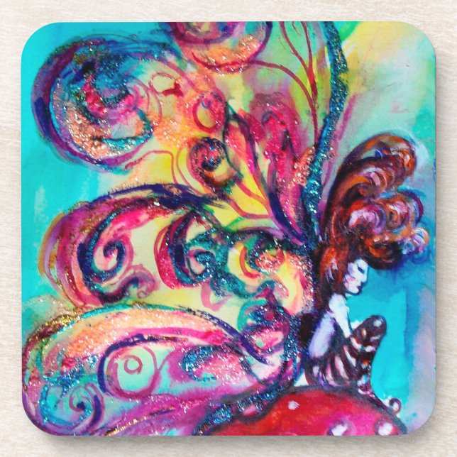 SMALL ELF OF MUSHROOMS DRINK COASTER (Front)