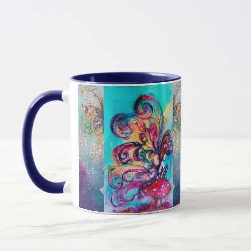 Small Elf of Mushrooms Fantasy Pink Monogram Mug