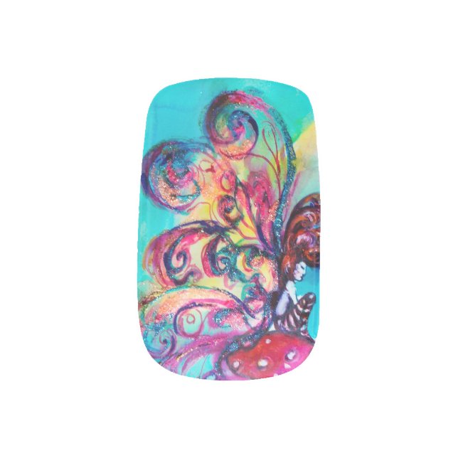 Small Elf of Mushrooms Minx Nail Art (Left Thumb)