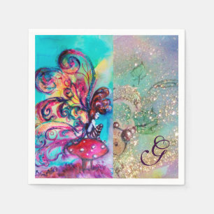 SMALL ELF OF MUSHROOMS MONOGRAM PAPER NAPKINS