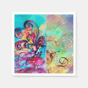 SMALL ELF OF MUSHROOMS MONOGRAM PAPER NAPKINS