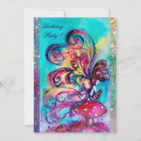 SMALL ELF OF MUSHROOMS ,pink yellow blue sparkle