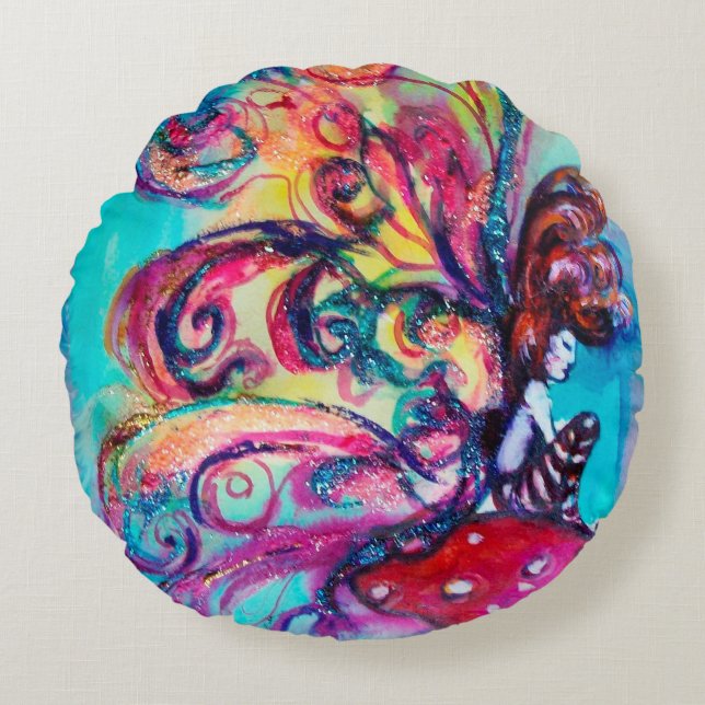 SMALL ELF OF MUSHROOMS ROUND PILLOW (Front)