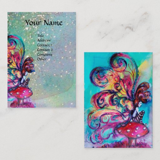 Customizable Small Elf of Mushrooms ,Teal Business Card Templates