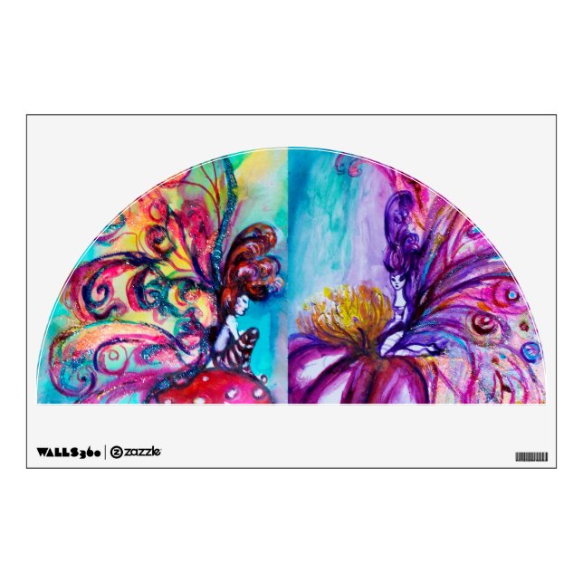 SMALL ELF & WHIMSICAL CUTE FAIRY IN PINK AND GOLD WALL STICKER (Front)