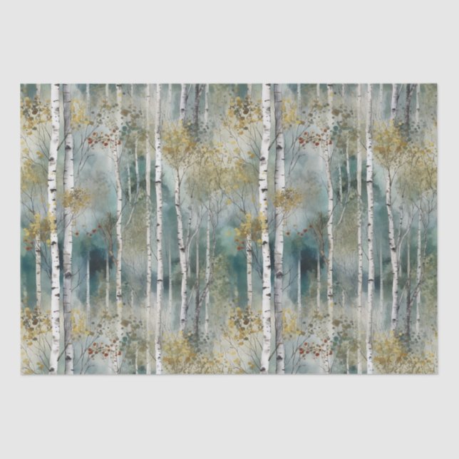 Small Endless Birch Tree Dreamscape Trees in Mist Tissue Paper (Front)