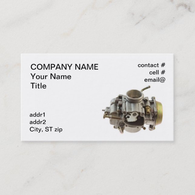 small engine carburetor business card (Front)