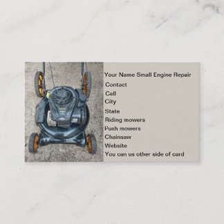 Small engine lawn mower repair business card