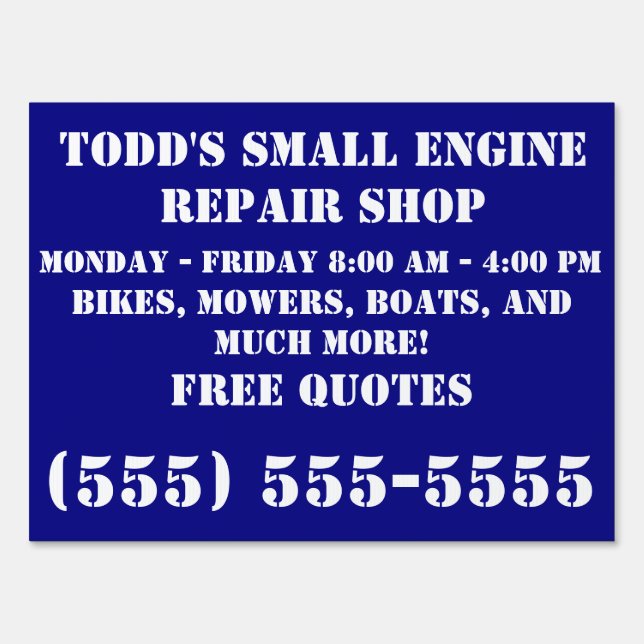 Small engine repair business sign (Back)