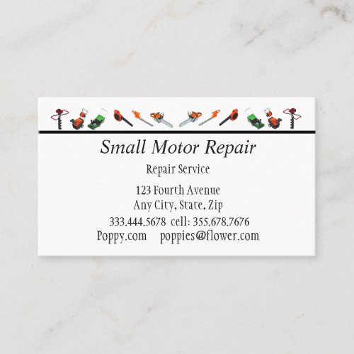 Small Engine Repair Custom Business Business Card