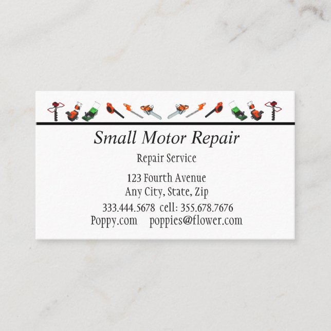 Small Engine Repair Custom Business Card (Front)