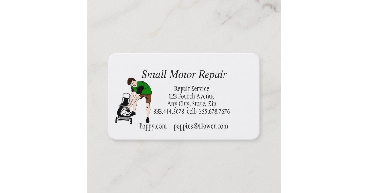 Small Engine Repair Custom Business Cards Zazzle