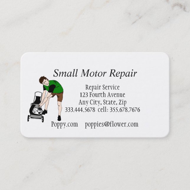 Small Engine Repair Custom Business Cards (Front)